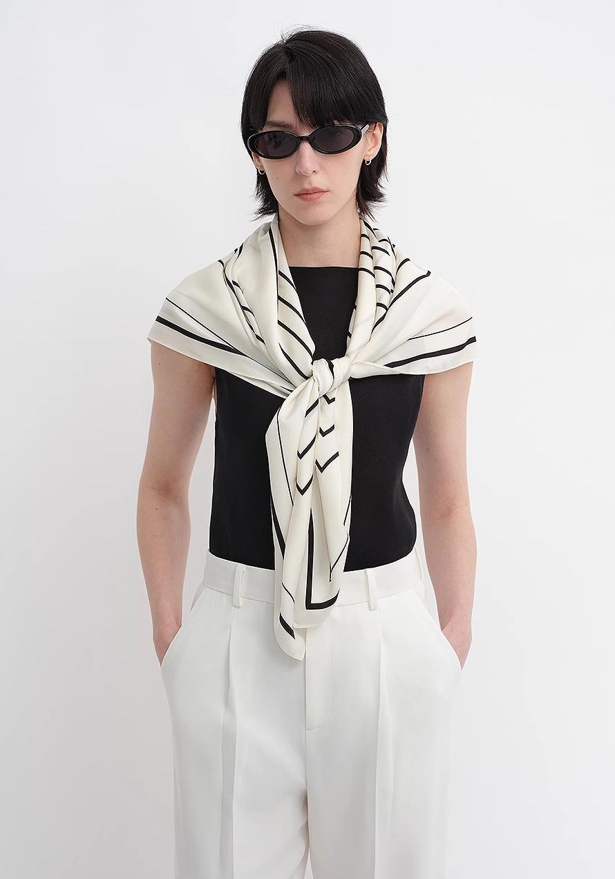 Fireladyfur Women's Stretch Silk Scarf with Original Geometric Print