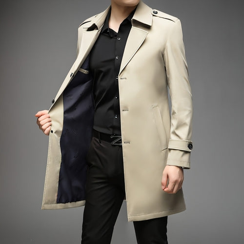 UrbanLayer™ – Mid-Length Trench Coat for Men