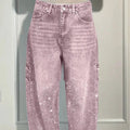 Shiny Straight-Leg Glitter Jeans with Pockets – Wide Leg Pants for