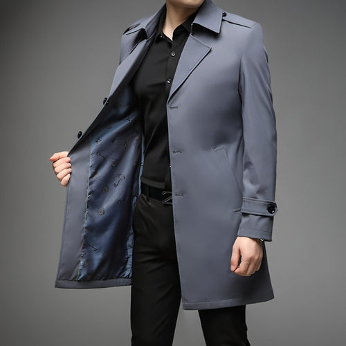 UrbanLayer™ – Mid-Length Trench Coat for Men