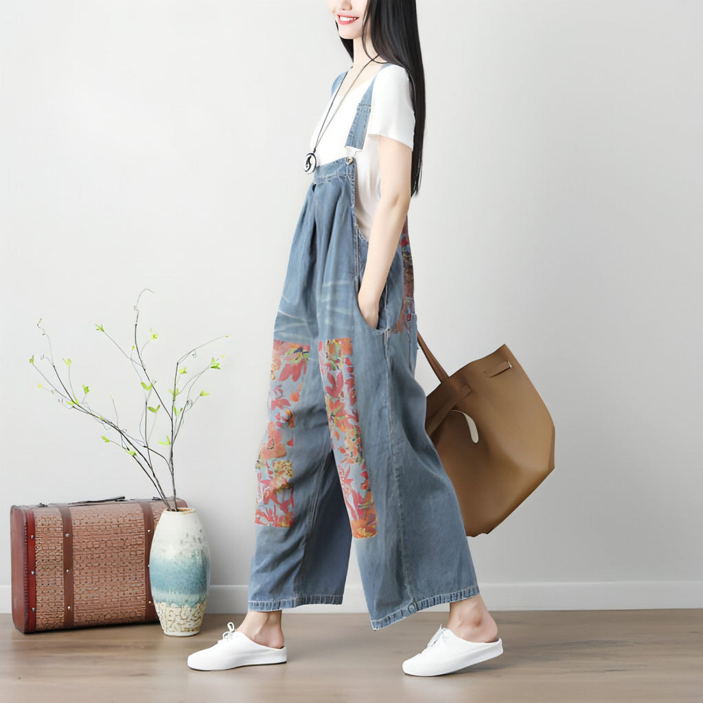 UrbanEase™ Women's Plus Size Printed Suspender Pants