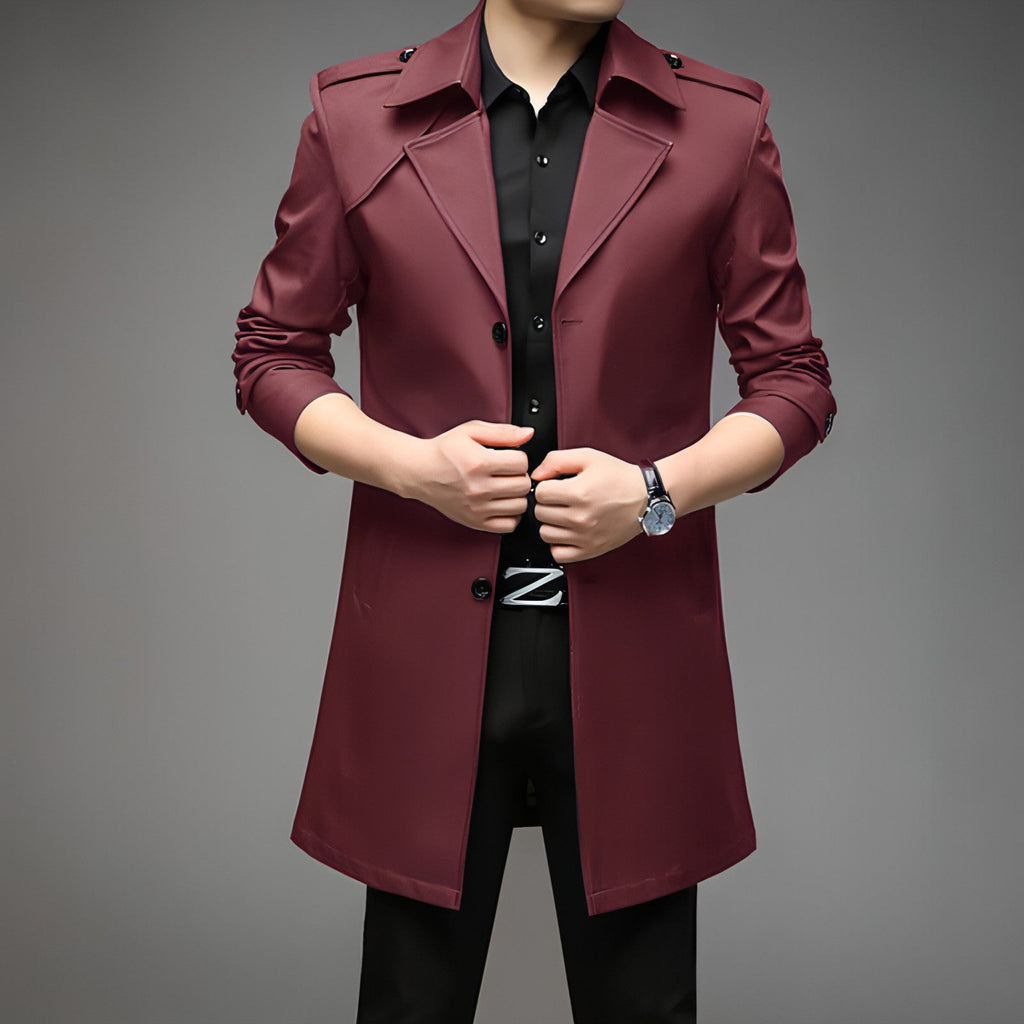 UrbanLayer™ – Mid-Length Trench Coat for Men