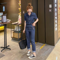 Summer New Short-sleeved Jumpsuit Overall Jeans Clothes Women's