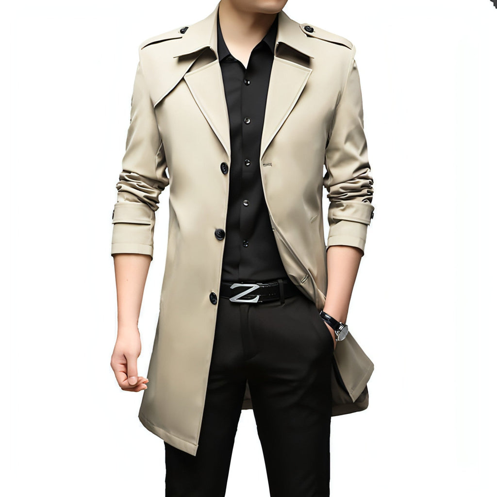 UrbanLayer™ – Mid-Length Trench Coat for Men