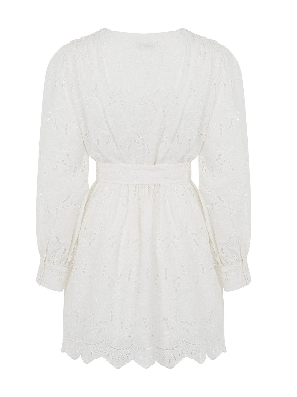 Embroidered Wrap Mini Dress