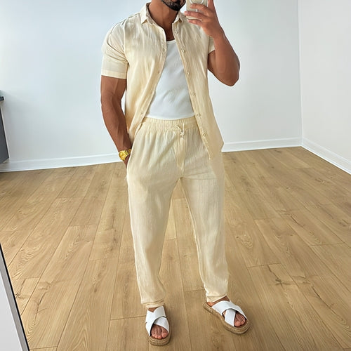 Men's Clothing Linen Suit Shirt Set