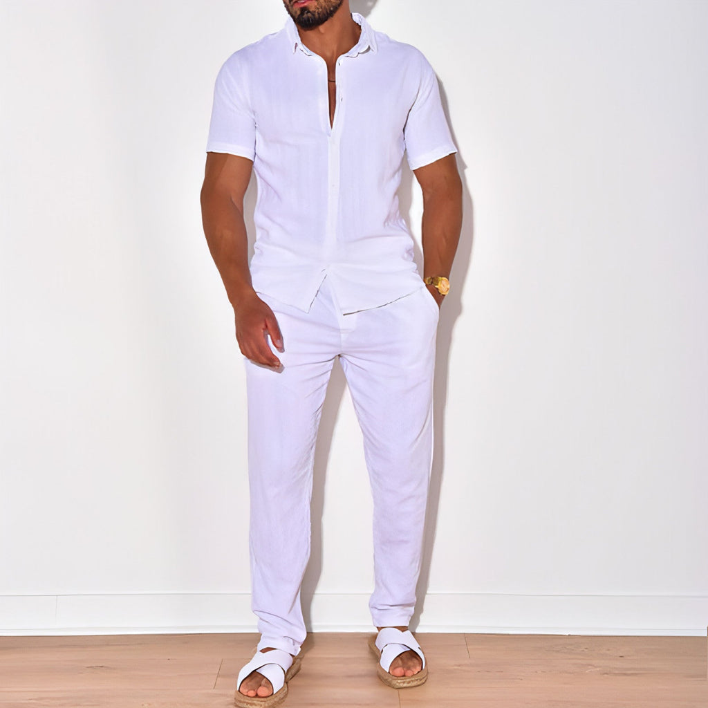Men's Clothing Linen Suit Shirt Set