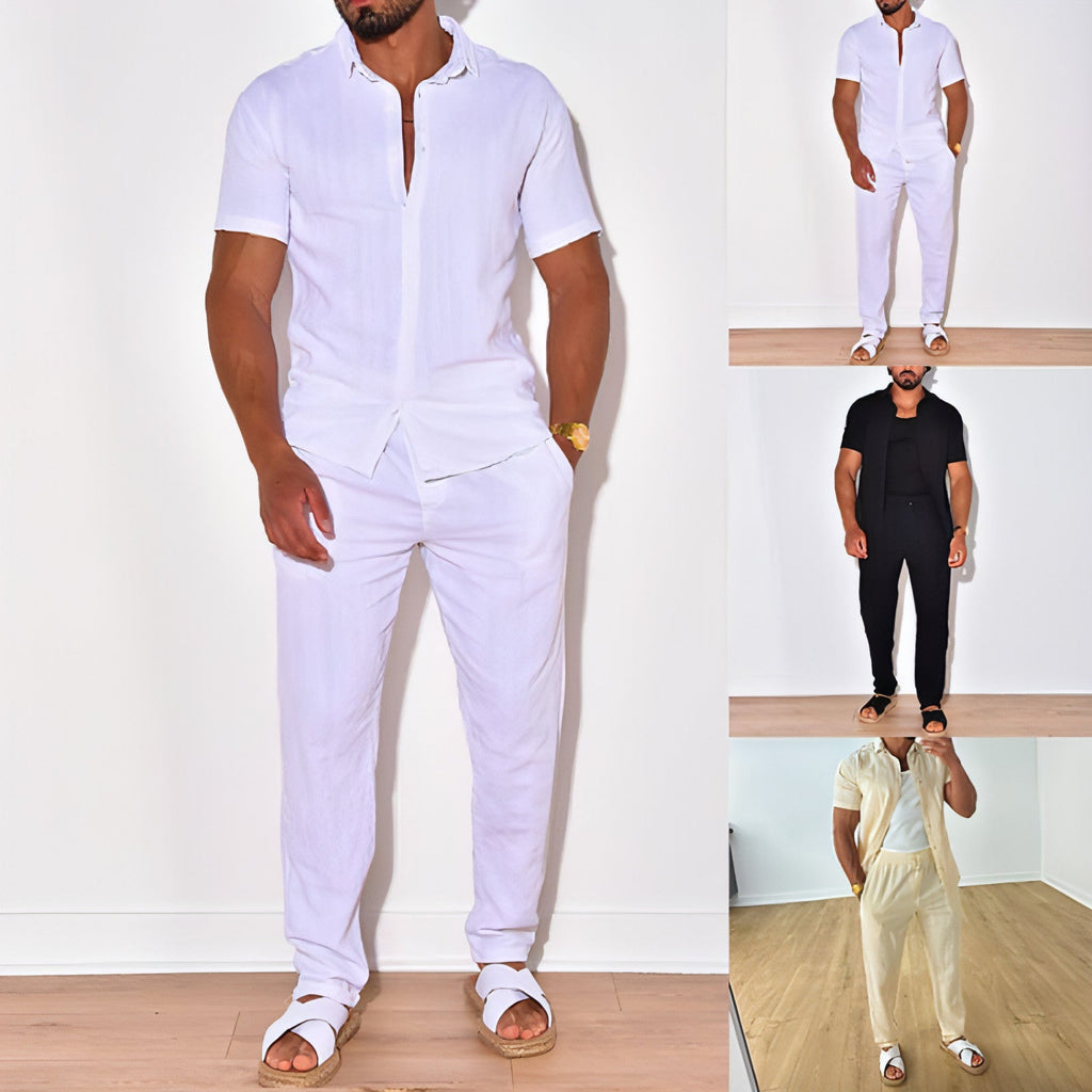 Men's Clothing Linen Suit Shirt Set