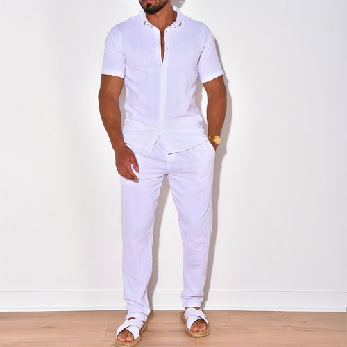 Men's Clothing Linen Suit Shirt Set