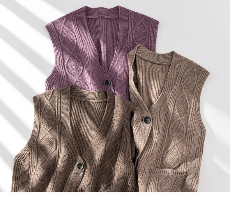 Middle-aged women mother knitted warm vest spring autumn shoulders grandma suit tops thin cardigan elderly woolen horse jacket