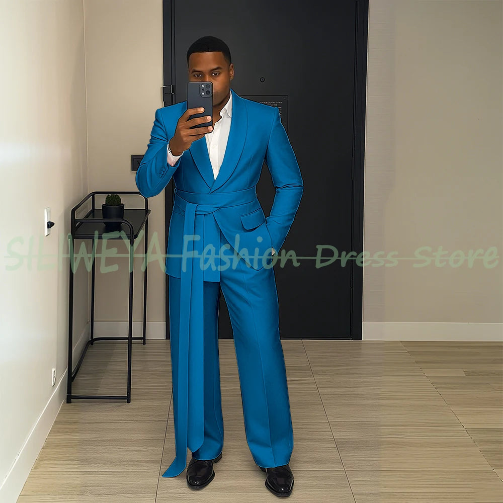 Pink Men's Suit Chic Outfits 2 Pieces Jacket Pants Boutique Male Blazer Set Banquet Custom Luxury Tuxedo