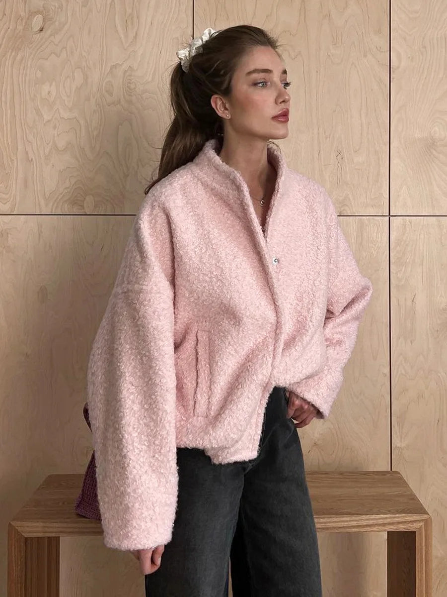 Bornladies Women's Short Fur Jacket  Autumn Winter Thick Loose Casual Chic Cardigan Female Warm Fashion Solid Color Short Coat