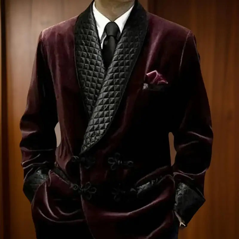 1 Piece Long Men Suit Jacket for Wedding 2024 Shawl Lapel Velvet Smoking Suit Blazer for Dinner Party Coat Ready to Ship
