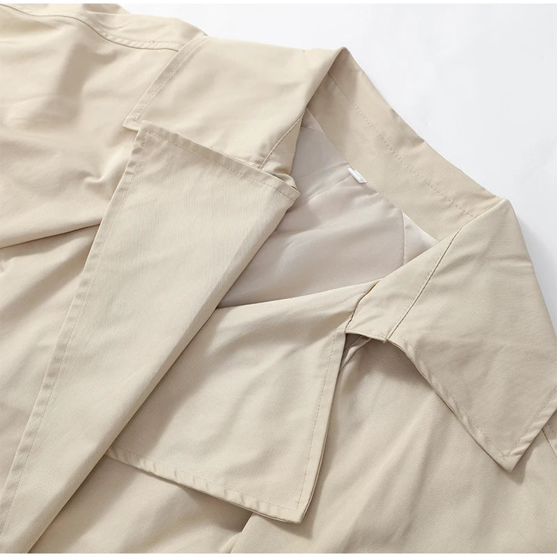 Solid Laepl Lace Up Trench Coat Women Fashion Full Sleeve Waist Cinching Short Windbreak 2026 New Autumn Office Commute Outwear