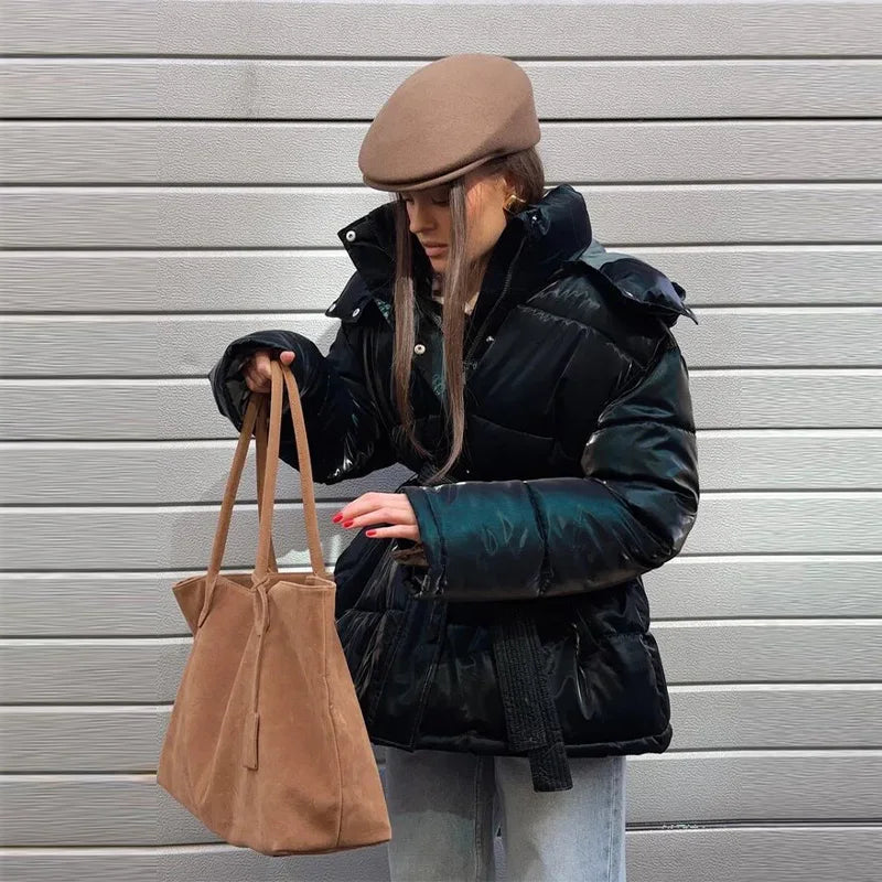 Casual Long Sleeve Thicken Zipper Female Coat 2025 Winter New Solid Women Padded Jacket Fashion Lady Warm Outerwear High Street