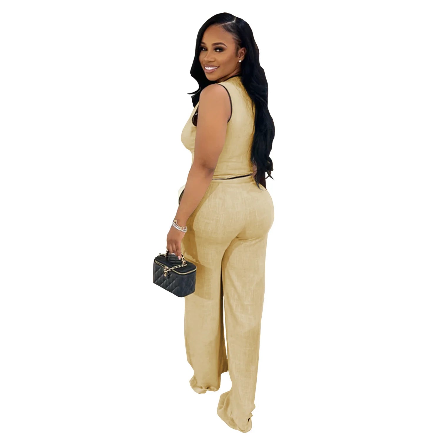 2 Piece Women Sets 2025 Summer Autumn New Arrival Matching Sets Black Color Two Pieces Sets Top Pants Suits Outfits Clothing