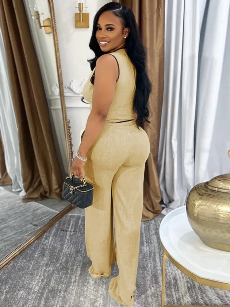 2 Piece Women Sets 2025 Summer Autumn New Arrival Matching Sets Black Color Two Pieces Sets Top Pants Suits Outfits Clothing
