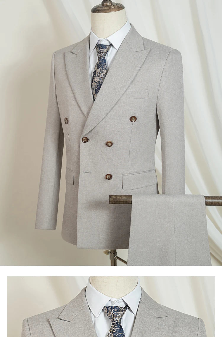 ST Cassy Light Brown Elegant Man Suits High Quality Two-Piece Dress Wedding Party Outfit for Man Blazer Luxury Man Dinner Suit