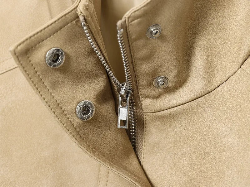 MUJER Suede Bomber Jacket Woman Oversized Demi-season Jackets for Women Outerwears Winter Overcoat Female Zip Women's Jackets