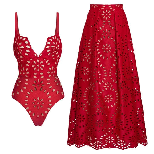 Laser Cut women three piece swimsuit