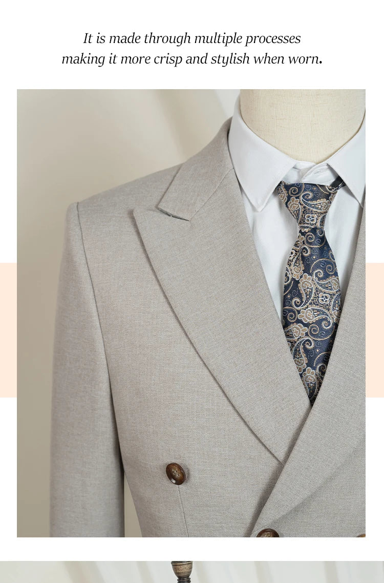 ST Cassy Light Brown Elegant Man Suits High Quality Two-Piece Dress Wedding Party Outfit for Man Blazer Luxury Man Dinner Suit