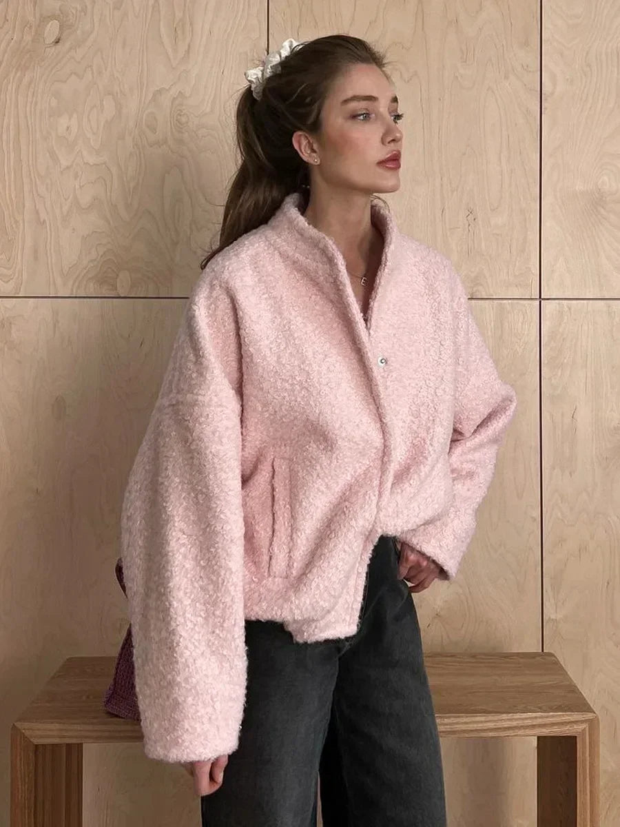Bornladies Women's Short Fur Jacket  Autumn Winter Thick Loose Casual Chic Cardigan Female Warm Fashion Solid Color Short Coat