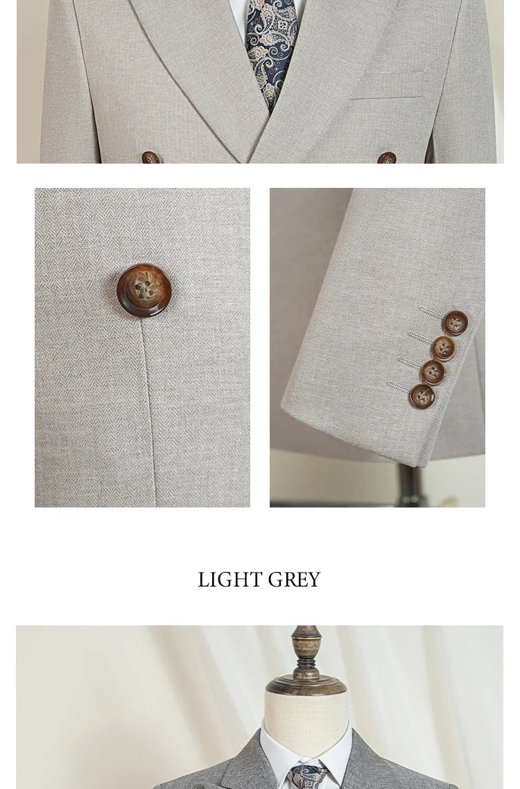 ST Cassy Light Brown Elegant Man Suits High Quality Two-Piece Dress Wedding Party Outfit for Man Blazer Luxury Man Dinner Suit