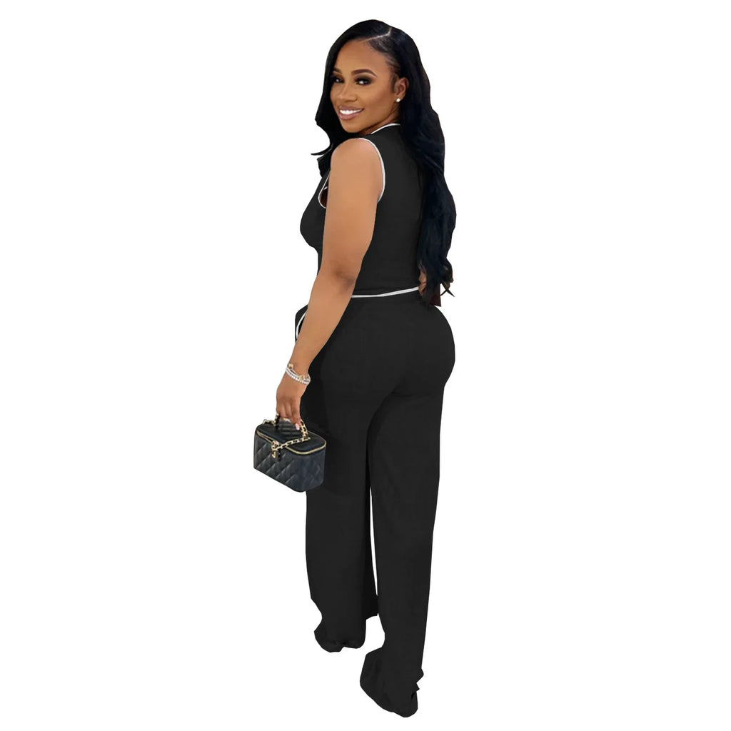 2 Piece Women Sets 2025 Summer Autumn New Arrival Matching Sets Black Color Two Pieces Sets Top Pants Suits Outfits Clothing