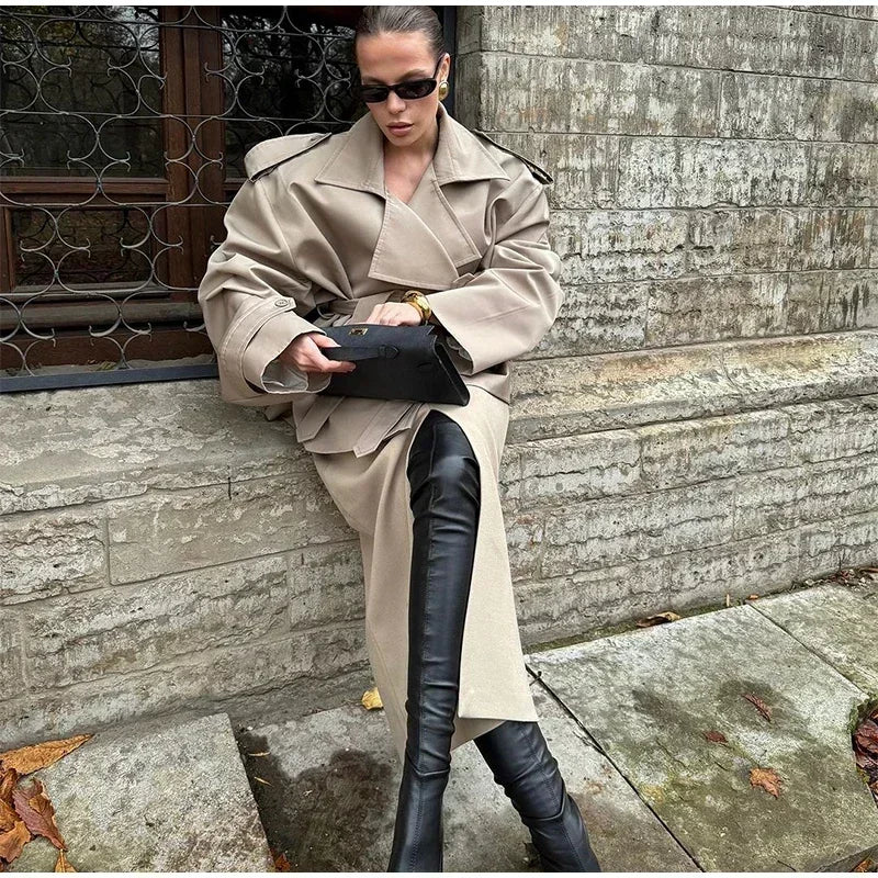 Solid Laepl Lace Up Trench Coat Women Fashion Full Sleeve Waist Cinching Short Windbreak 2026 New Autumn Office Commute Outwear