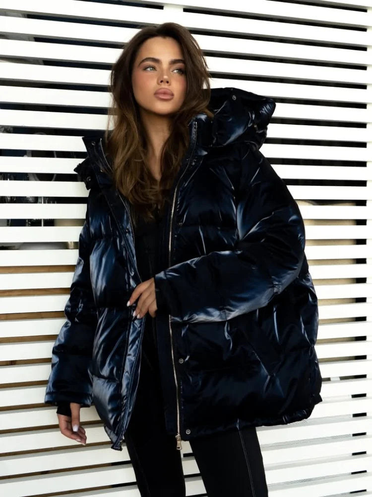Casual Long Sleeve Thicken Zipper Female Coat 2025 Winter New Solid Women Padded Jacket Fashion Lady Warm Outerwear High Street