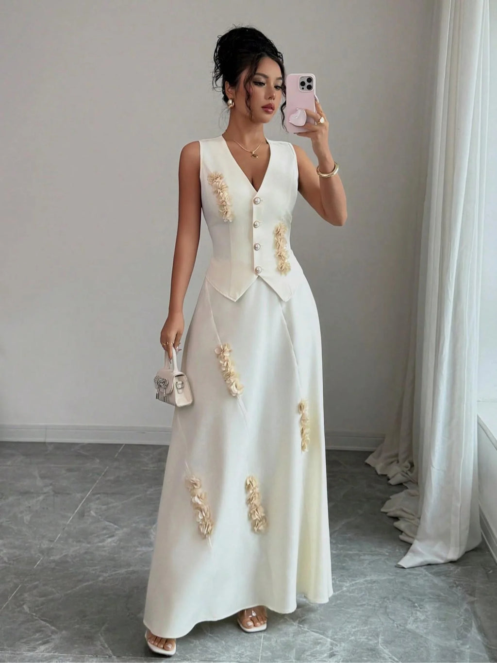 Women's Sleeveless Bodycon Dress Two-Piece Set, Elegant High Waist