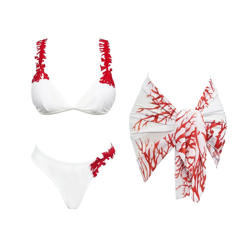 Laser Cut women three piece swimsuit