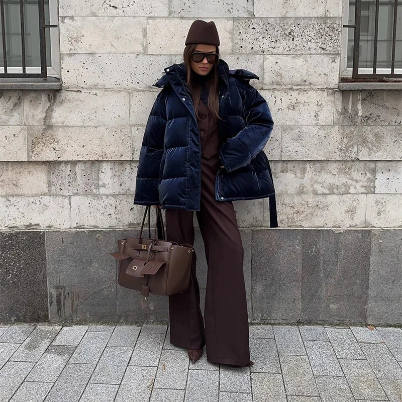 Casual Long Sleeve Thicken Zipper Female Coat 2025 Winter New Solid Women Padded Jacket Fashion Lady Warm Outerwear High Street