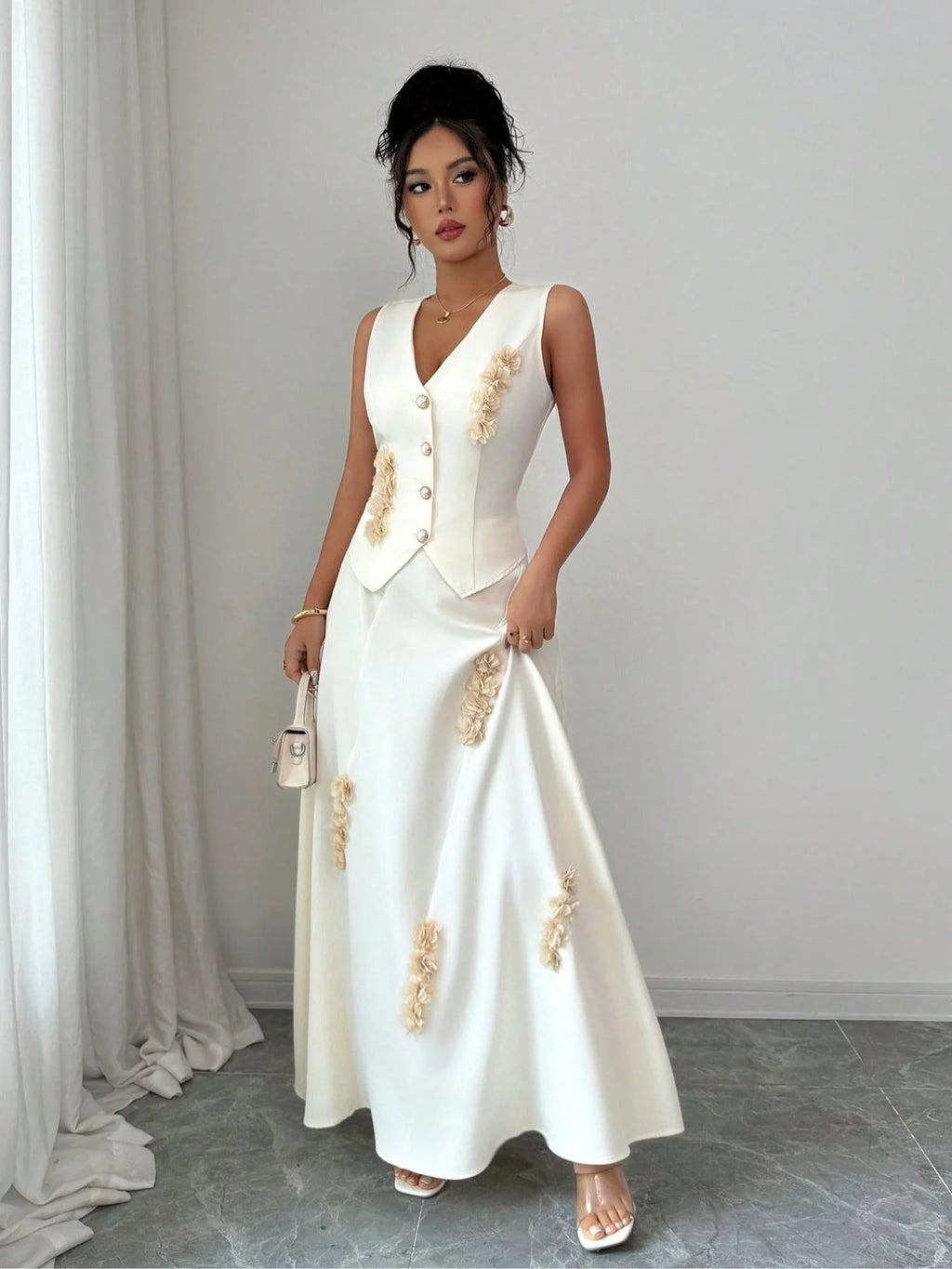 Women's Sleeveless Bodycon Dress Two-Piece Set, Elegant High Waist