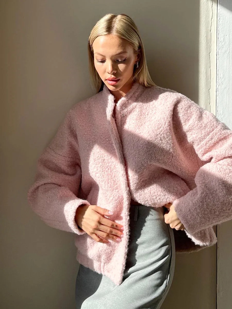 Bornladies Women's Short Fur Jacket  Autumn Winter Thick Loose Casual Chic Cardigan Female Warm Fashion Solid Color Short Coat