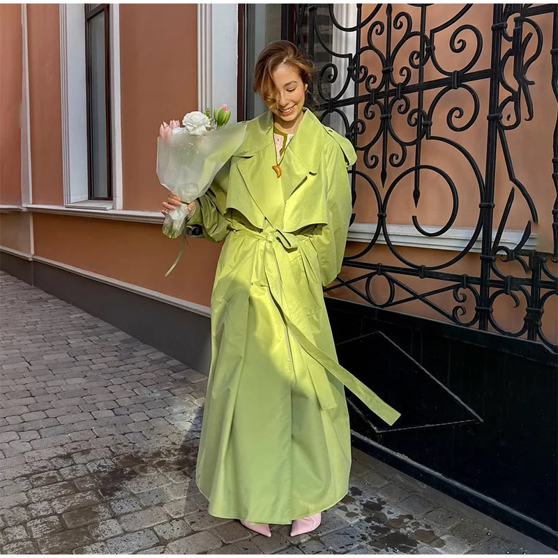 Solid Laepl Lace Up Trench Coat Women Fashion Full Sleeve Waist Cinching Short Windbreak 2026 New Autumn Office Commute Outwear