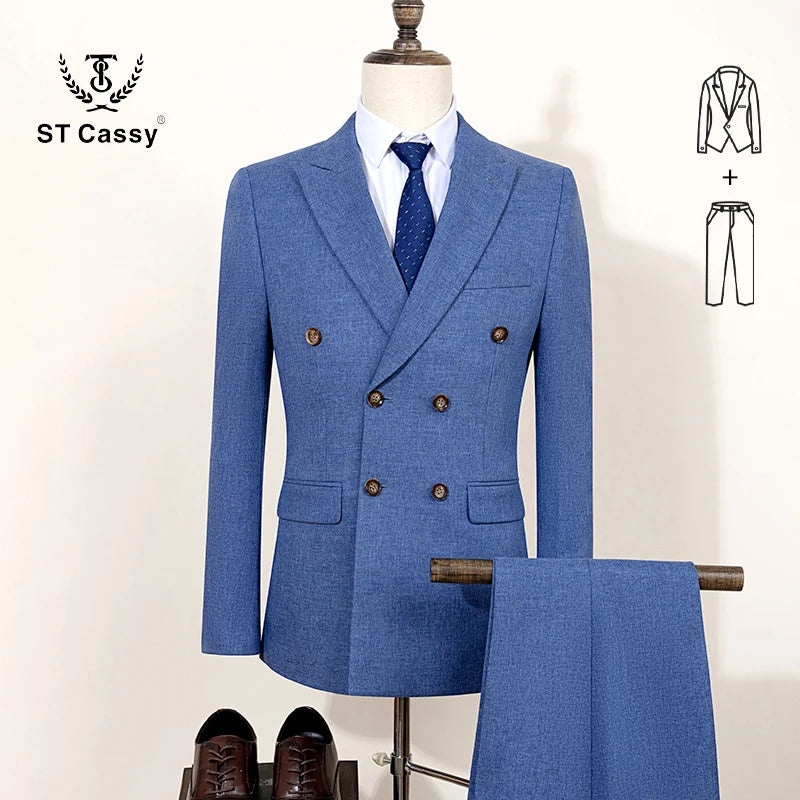 ST Cassy Light Brown Elegant Man Suits High Quality Two-Piece Dress Wedding Party Outfit for Man Blazer Luxury Man Dinner Suit