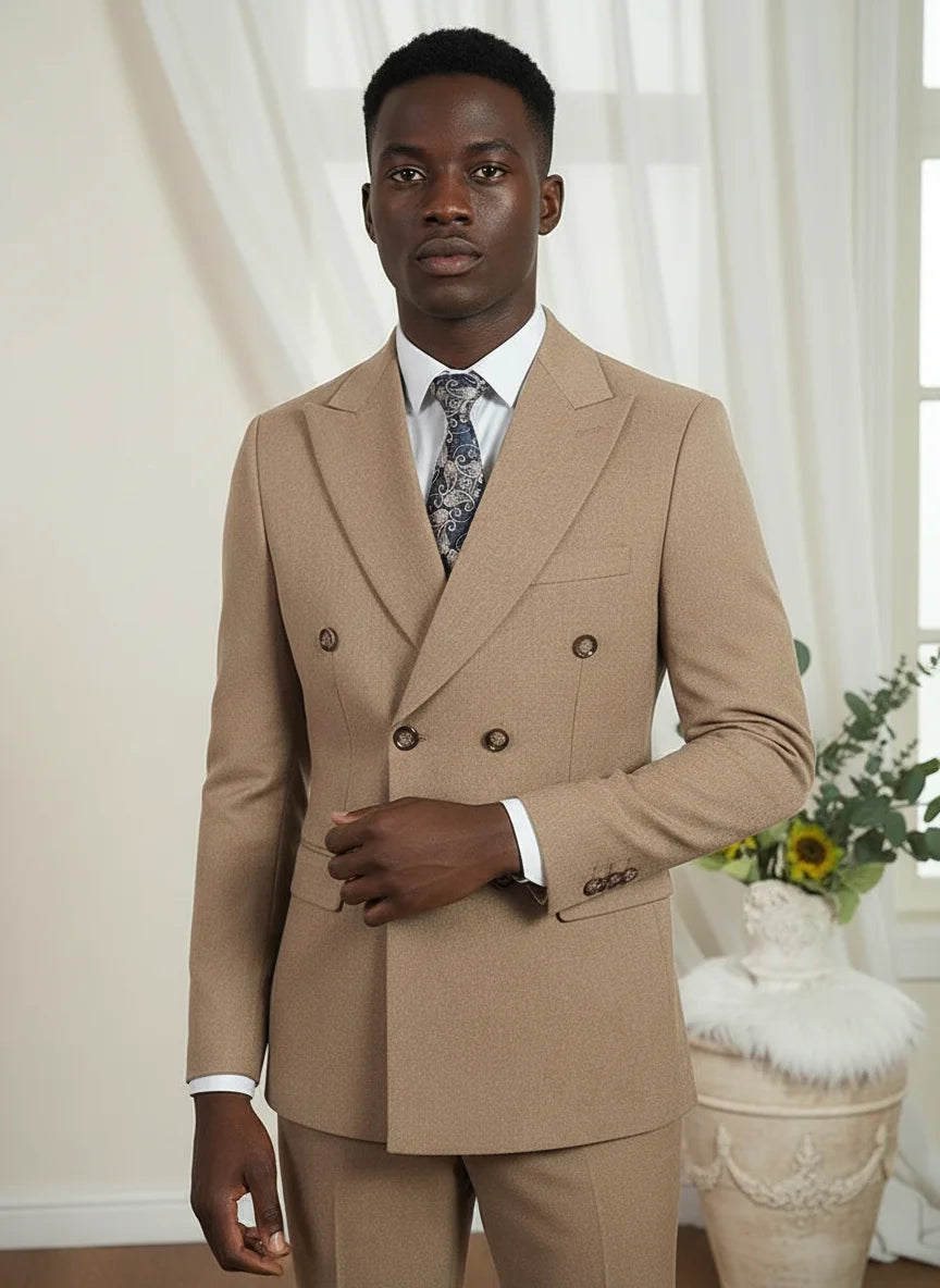 ST Cassy Light Brown Elegant Man Suits High Quality Two-Piece Dress Wedding Party Outfit for Man Blazer Luxury Man Dinner Suit