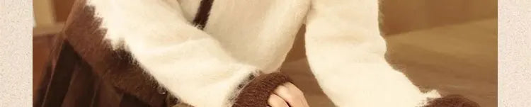 Nordic Style Womens Knitted Cardigan Sweater Alpaca Wool Retro Winter Autumn Color Block Jacquard Long Sleeve Casual Top