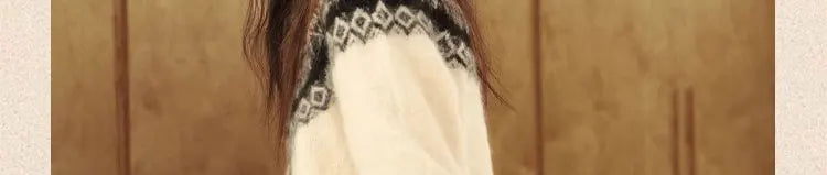 Nordic Style Womens Knitted Cardigan Sweater Alpaca Wool Retro Winter Autumn Color Block Jacquard Long Sleeve Casual Top