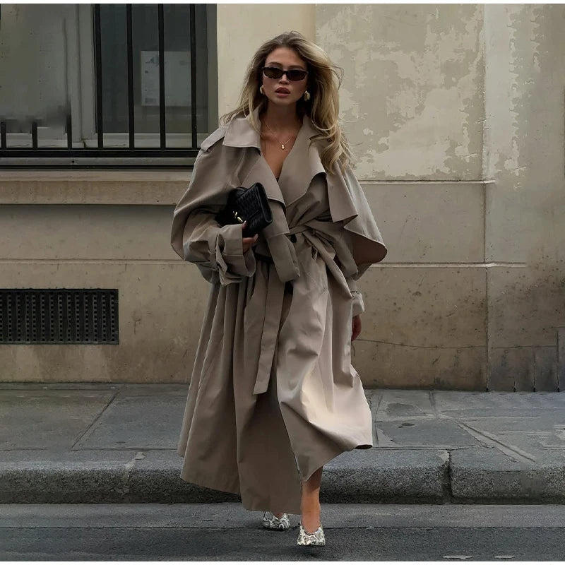Solid Laepl Lace Up Trench Coat Women Fashion Full Sleeve Waist Cinching Short Windbreak 2026 New Autumn Office Commute Outwear
