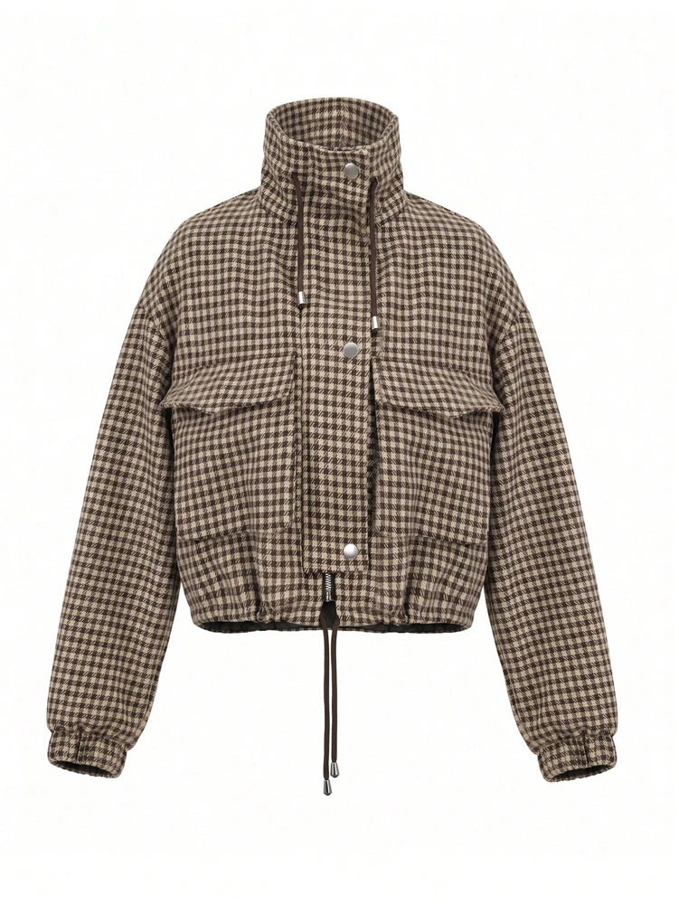 Fall/Winter 2026 New Arrivals: Women's Spring/Fall Casual Houndstooth Cropped Jacket—Fashionable Street Style