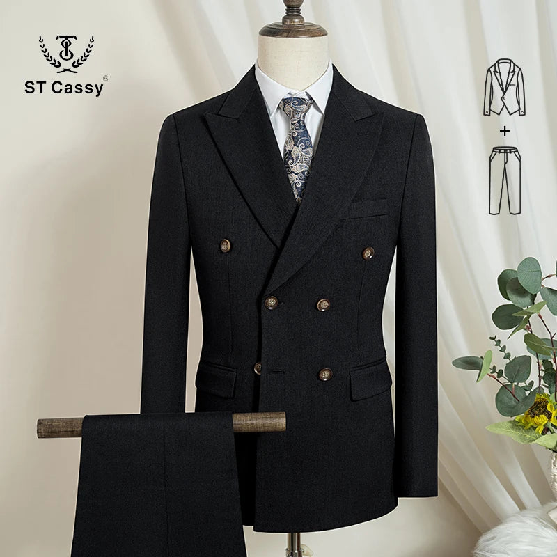 ST Cassy Light Brown Elegant Man Suits High Quality Two-Piece Dress Wedding Party Outfit for Man Blazer Luxury Man Dinner Suit