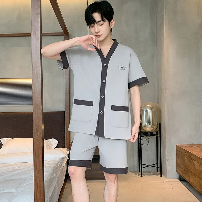 Men's Japanese Kimono Casual Fashion Solid Color Cardigan Loose Summer
