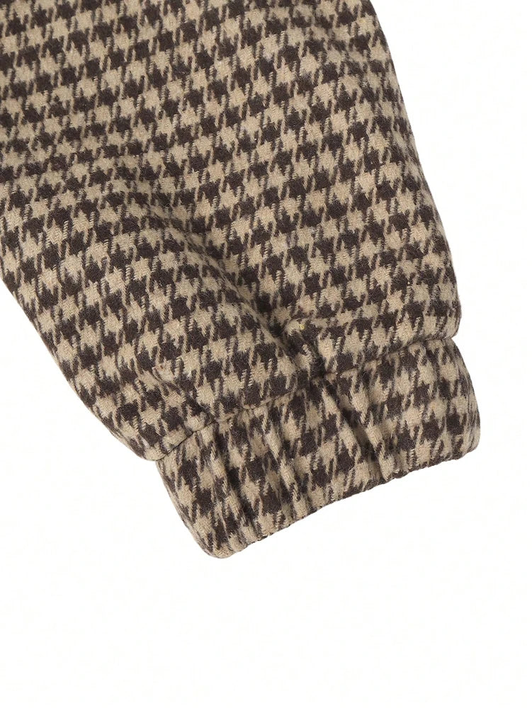 Fall/Winter 2026 New Arrivals: Women's Spring/Fall Casual Houndstooth Cropped Jacket—Fashionable Street Style