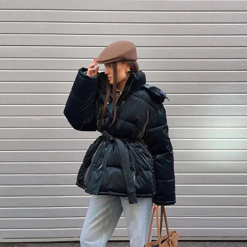 Casual Long Sleeve Thicken Zipper Female Coat 2025 Winter New Solid Women Padded Jacket Fashion Lady Warm Outerwear High Street