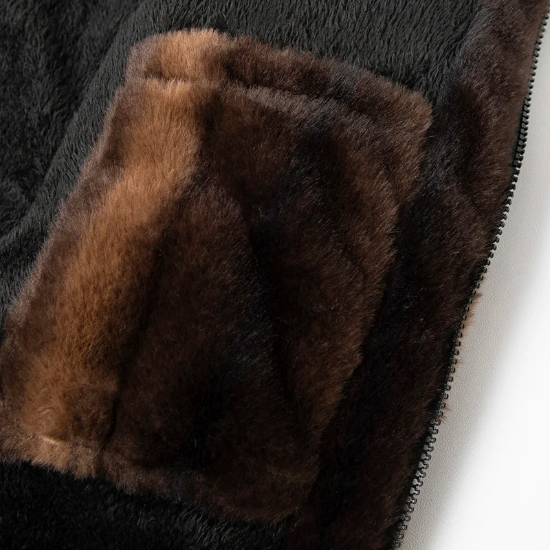 YJKVUR Men's Jacket 2025 Winter New Thick Warm Double-Sided Fleece Lined Windproof Outerwear for Cold Weather Soft Comfortable ﻿
