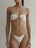 Shell Pattern sexy three piece swimsuit
