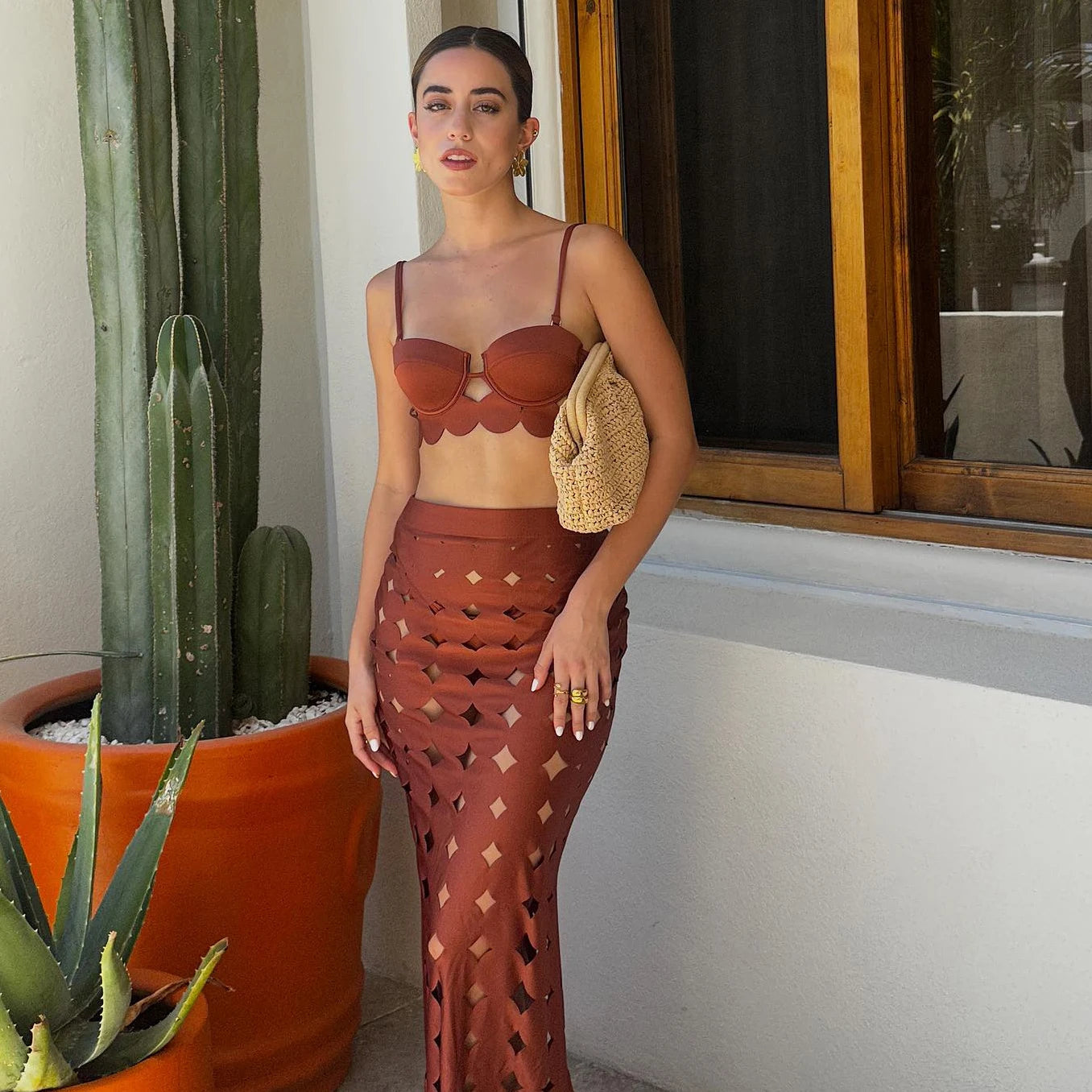 Laser Cut women three piece swimsuit