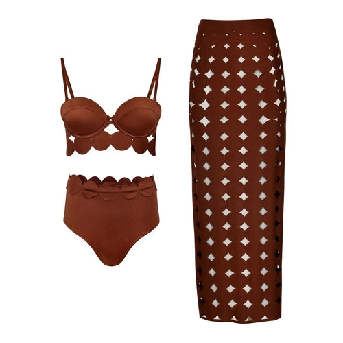 Laser Cut women three piece swimsuit